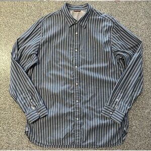 Banana Republic Pearl Snap Shirt Western‎ Men's Size XL Slim Fit Striped LS